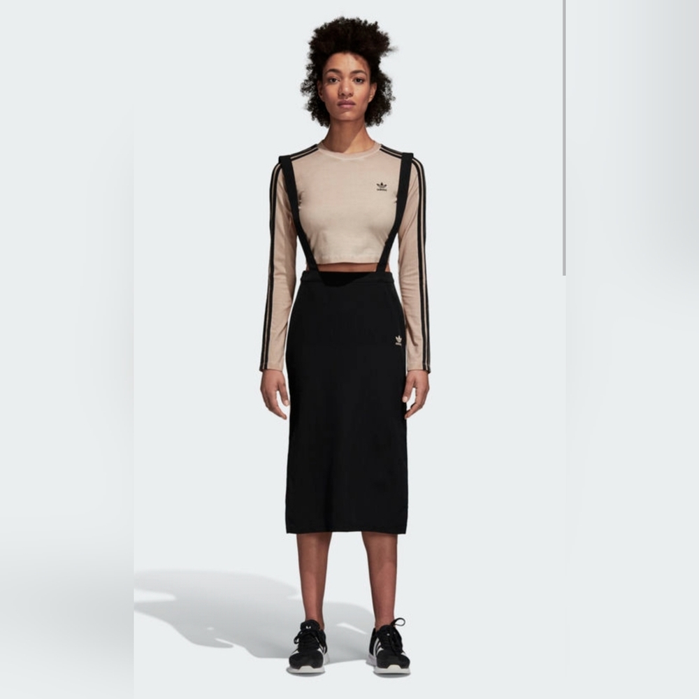 Adidas Beige and Black Midi Dress